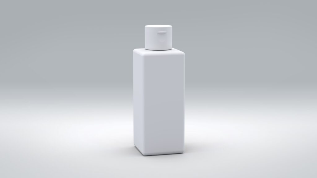 Flasche 100ml PE Square-Line + Flip-Top PP matt -